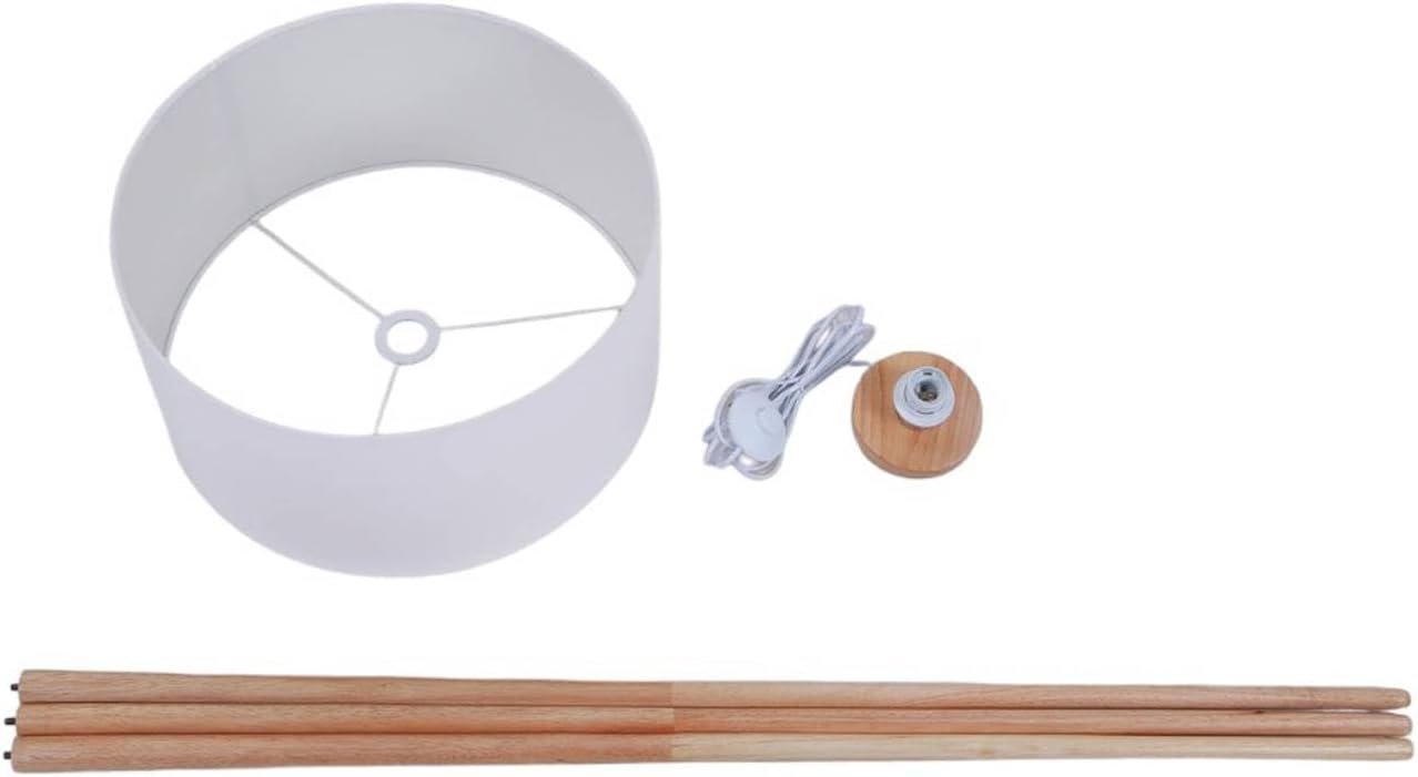 Lindby Stehlampe Dreibein Stoff weiß, Holz hell mit Fußschalter Tripod Textil Stehleuchte Wohnzimmer Wohnzimmerlampe 1x E27 max. 60W ohne Leuchtmittel