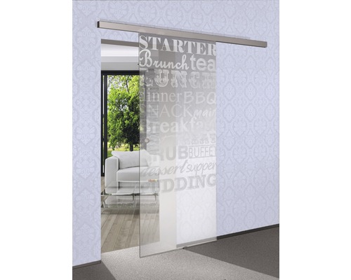 Glazen schuifdeur Pertura Küche & Co 2050x920x8 mm voor Selir beslag rechts
