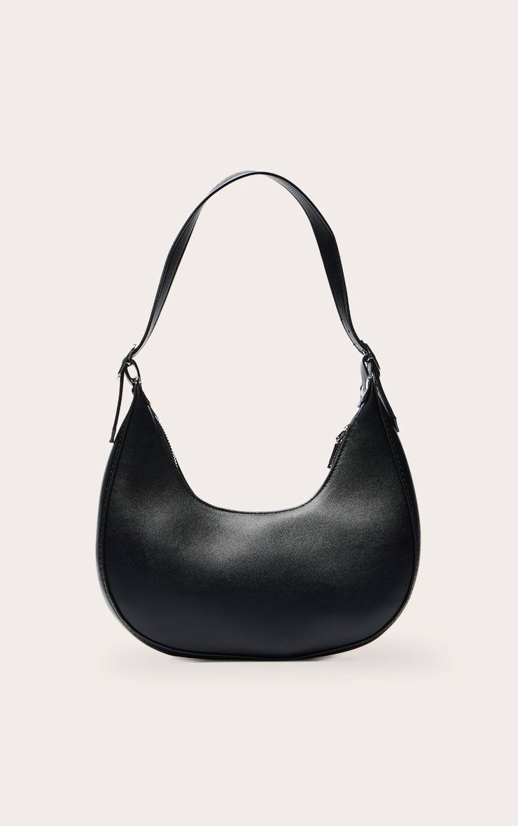 Noir Sac À Bandoulière Incurvé En Synthétique À Clous Bombés