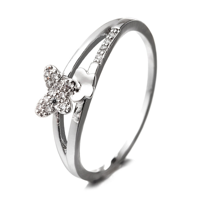 Bague Papillon Plaqué Rhodium et Cubic Zirconia Blanc