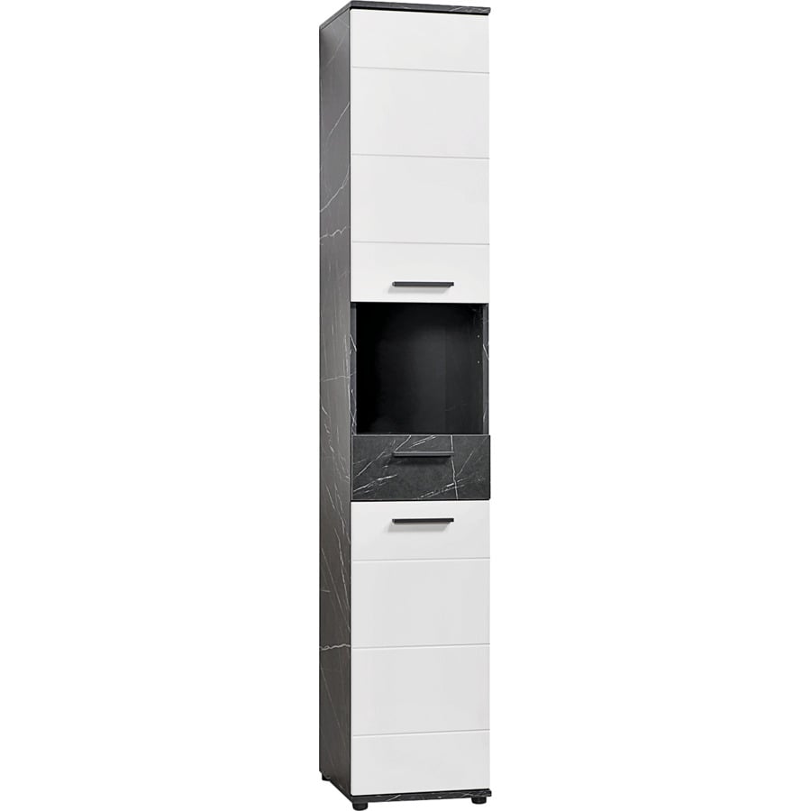 Badkommode Bergen Marmor-Optik schwarz-weiss 35 x 92 x 35 cm