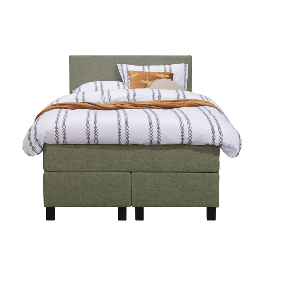 Boxspring Liv egaal - groen - 120x200 cm - vierkante poot