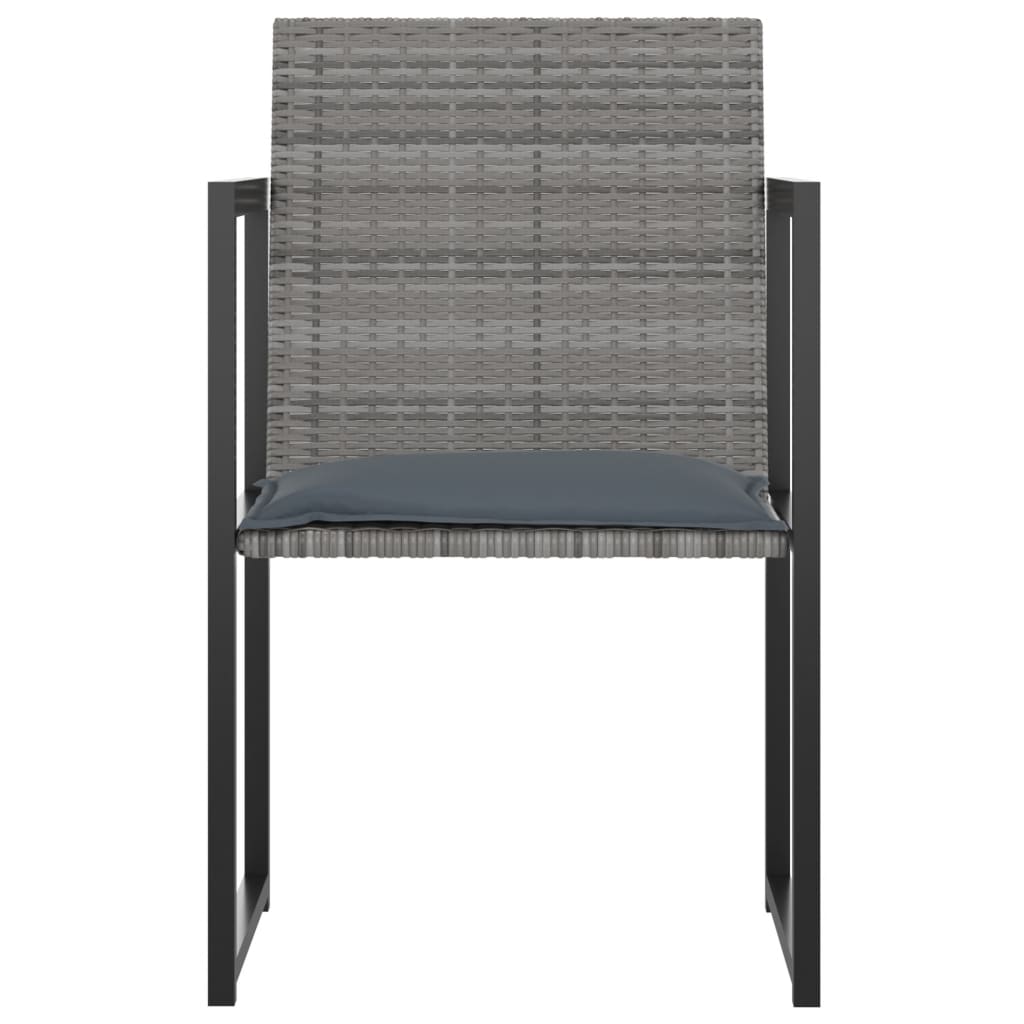 Mobilier à dîner de jardin 5 pièces et coussins résine tressée gris