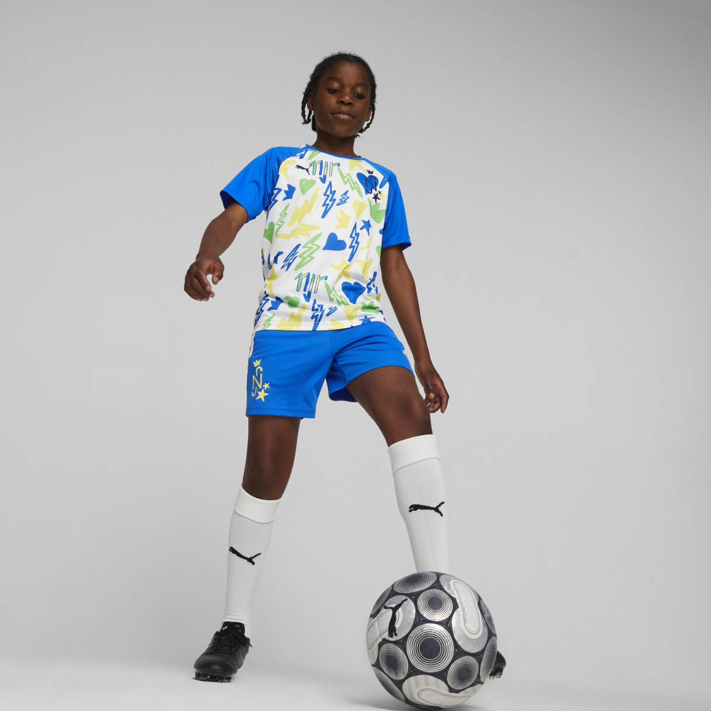 PUMA Neymar Jr. Trainingsshirt Kids Wit Blauw Geel