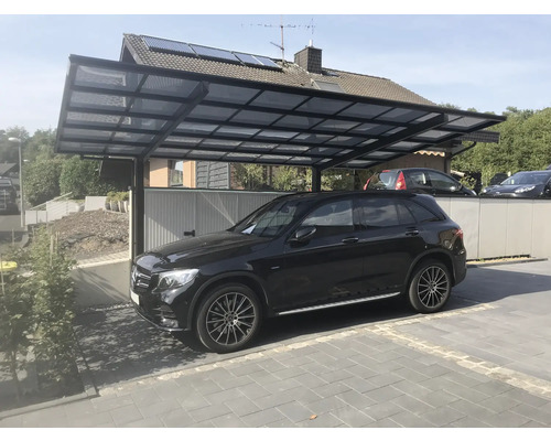 Ximax Linea Type 60 enkele carport, geanodiseerd aluminium, speciale lengte + speciale breedte XS 243,1 x 555,8 cm, zwart