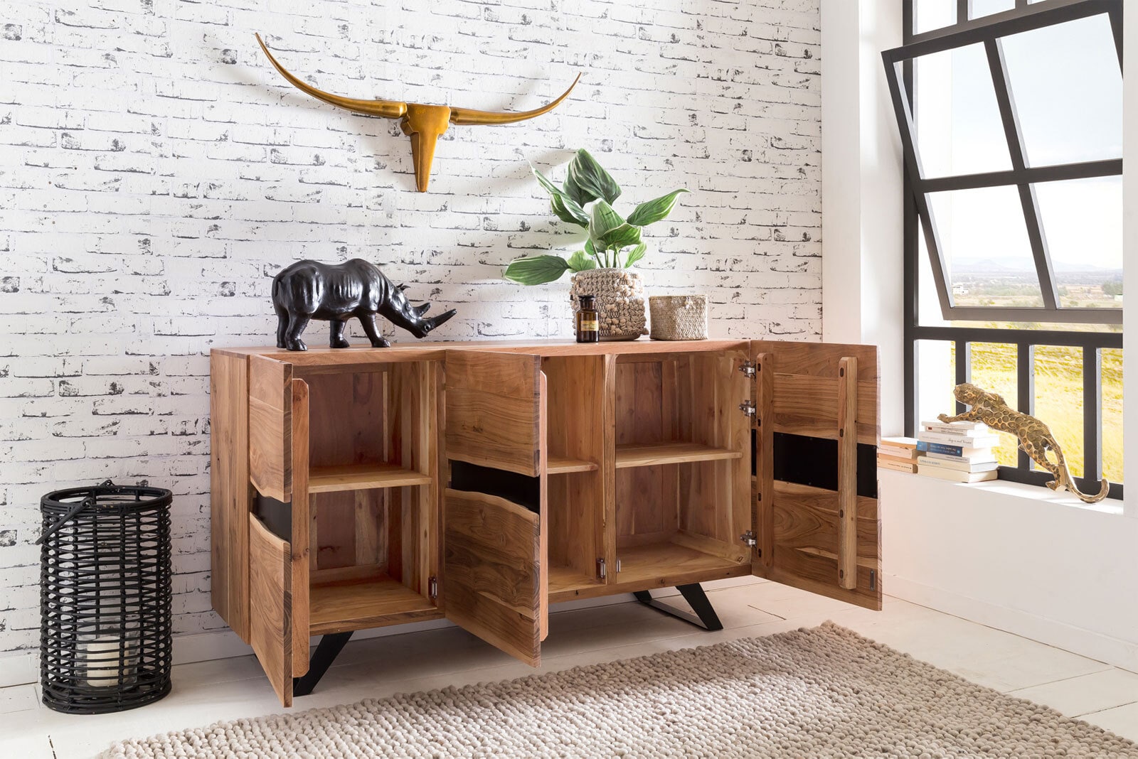 Sideboard 148 x 85 cm braun
