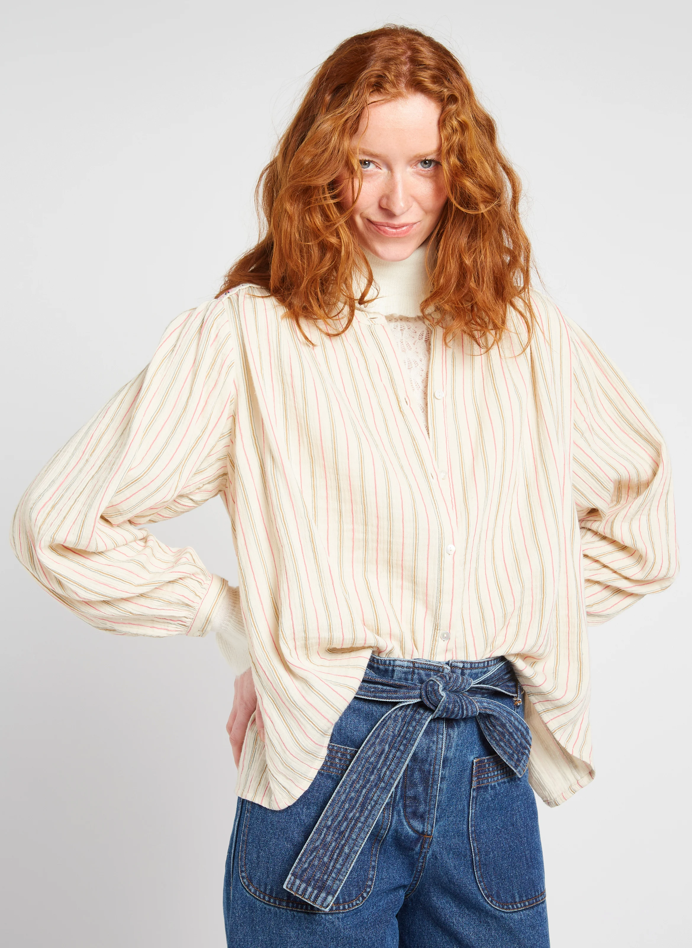 JEANNE - Blouse ample rayée en coton bio | Multicolore
