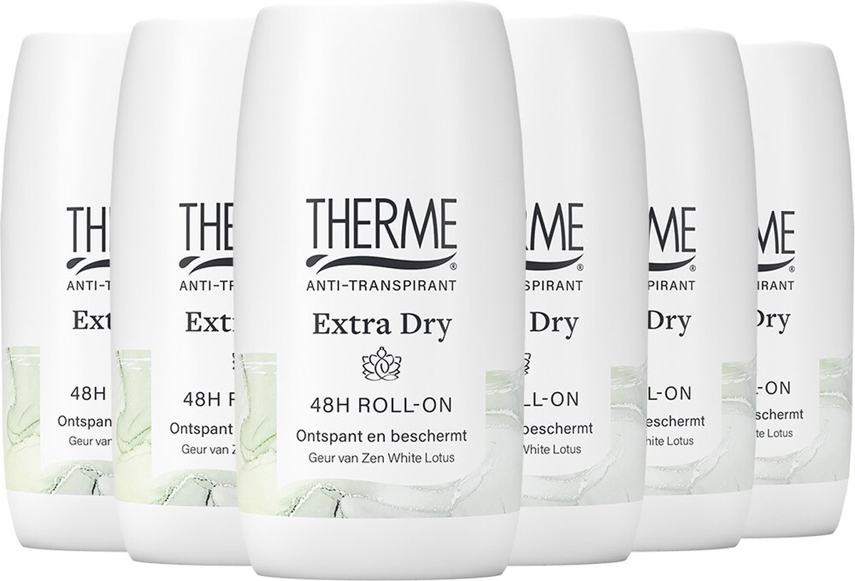 6x Therme Extra dry anti transpirant zen white lotus roller (60 ml)