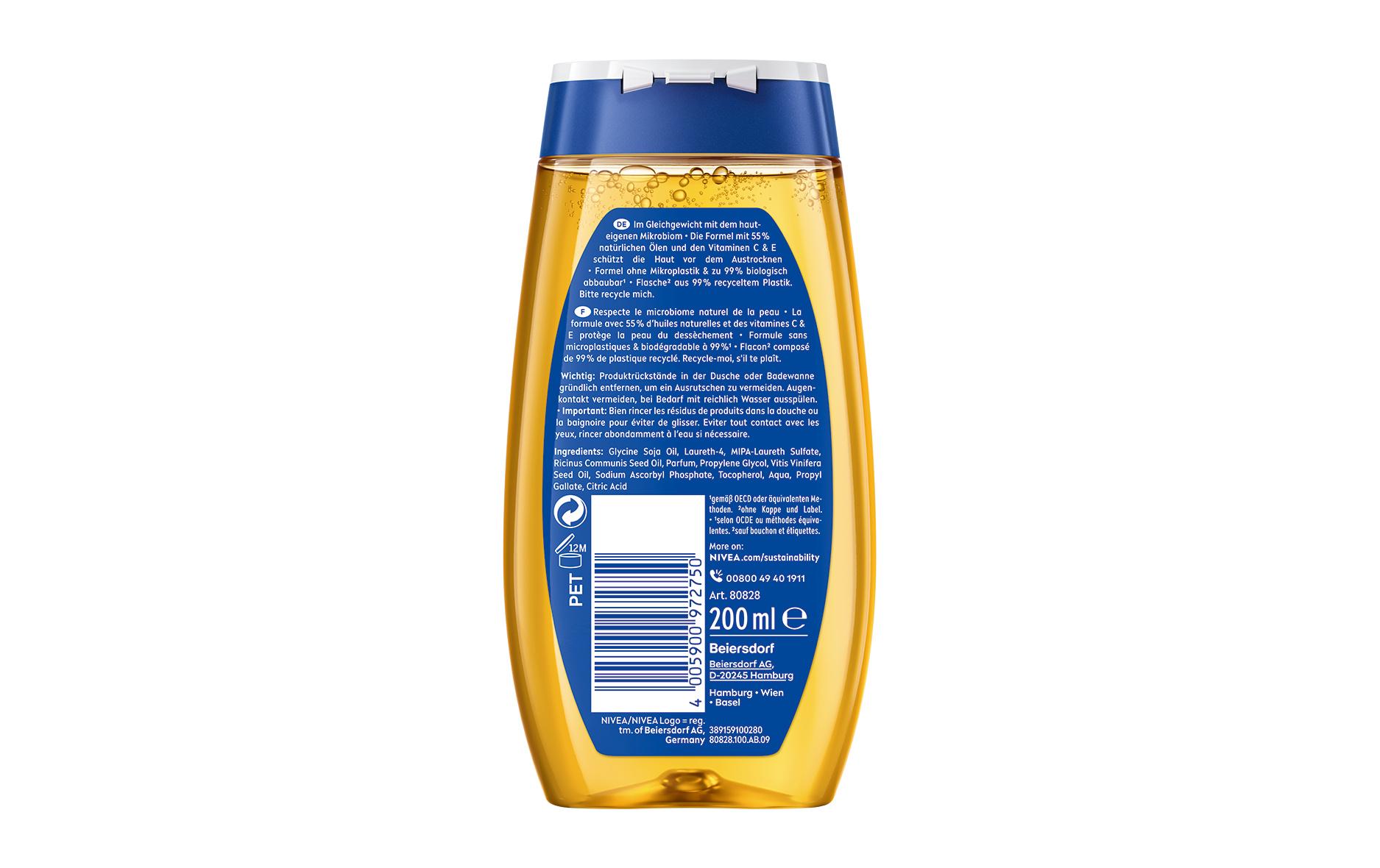 Duschöl Natural 200 mlDuschgel für trockene Haut mit natürlichen Ölen für ein besonders zartes Hautgefühl