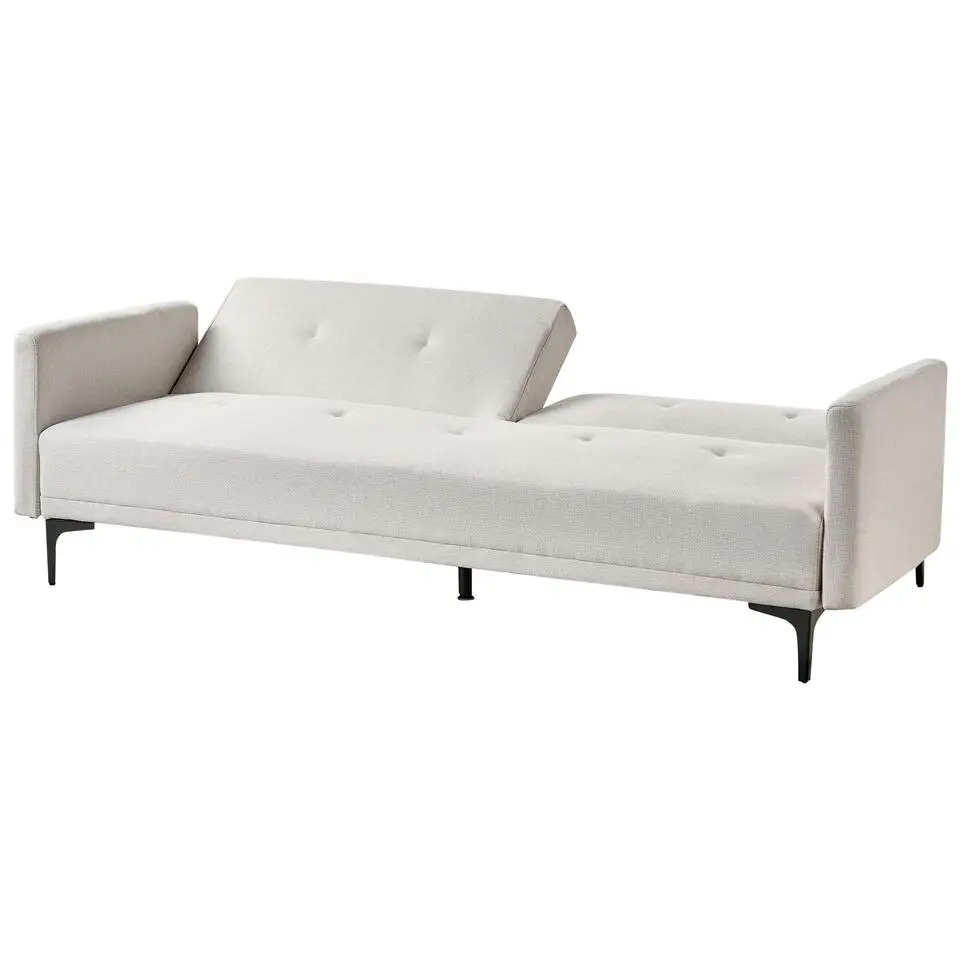 LUCAN - Slaapbank 3-zits - Lichtbeige - Polyester