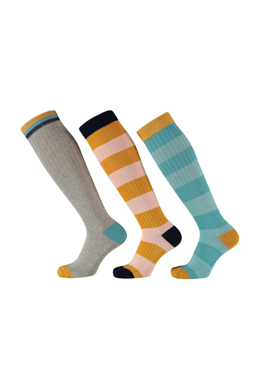 Apollo gestreepte kniekousen - set van 3 multi