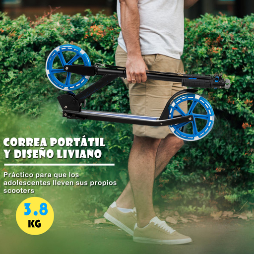 Patinete dobrável Costway com altura ajustável, capacidade de carga de até 100 kg e 2 rodas com luzes.