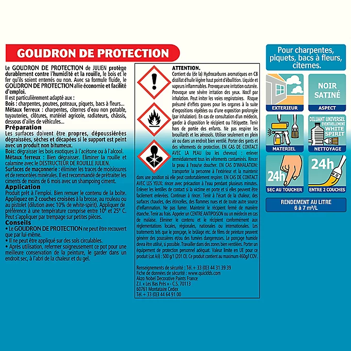 Goudron de protection extérieur Julien noir 0,75L