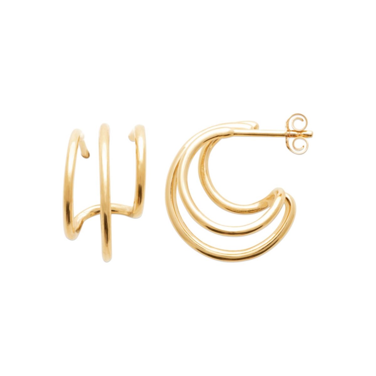 Boucles d'oreilles 3 anneaux Plaqué OR 750 3 microns