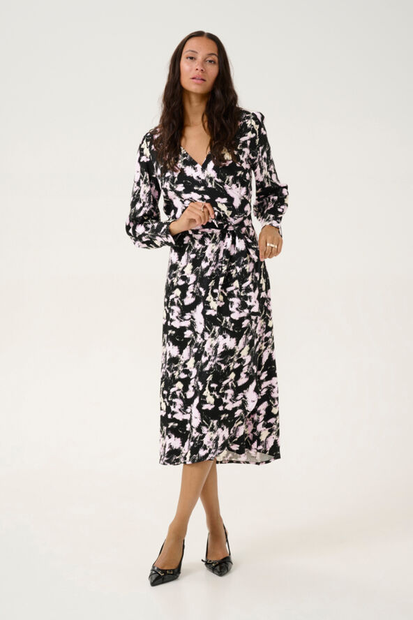 Kaffe KAlura Dress Black/pink graphic strokes