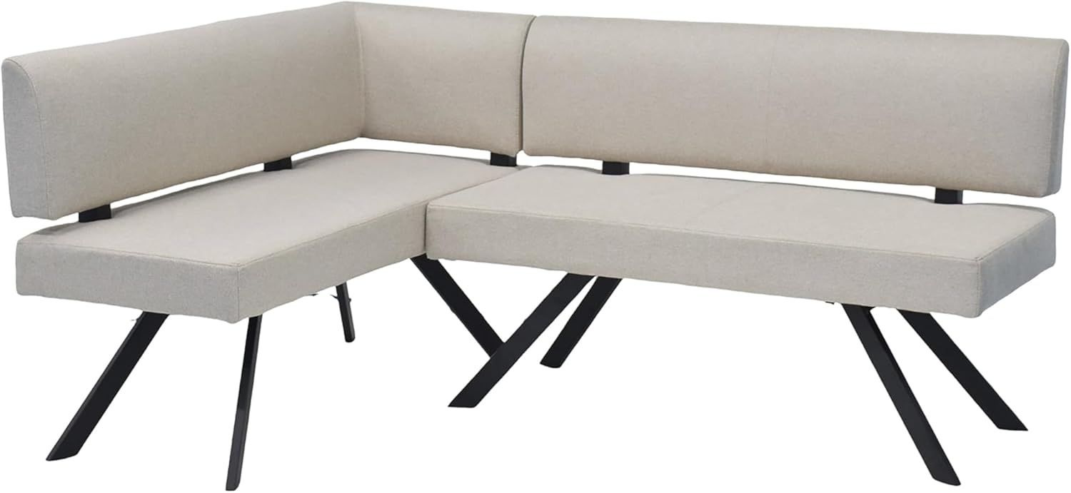byLIVING Eckbank Toronto, Bezug in Taupe, Gestell in schwarz, L-Form Langer Schenkel rechts, Taschenfederkern, Küchenbank, Speisezimmerbank, Maße: B 182, H 85, T 128 cm