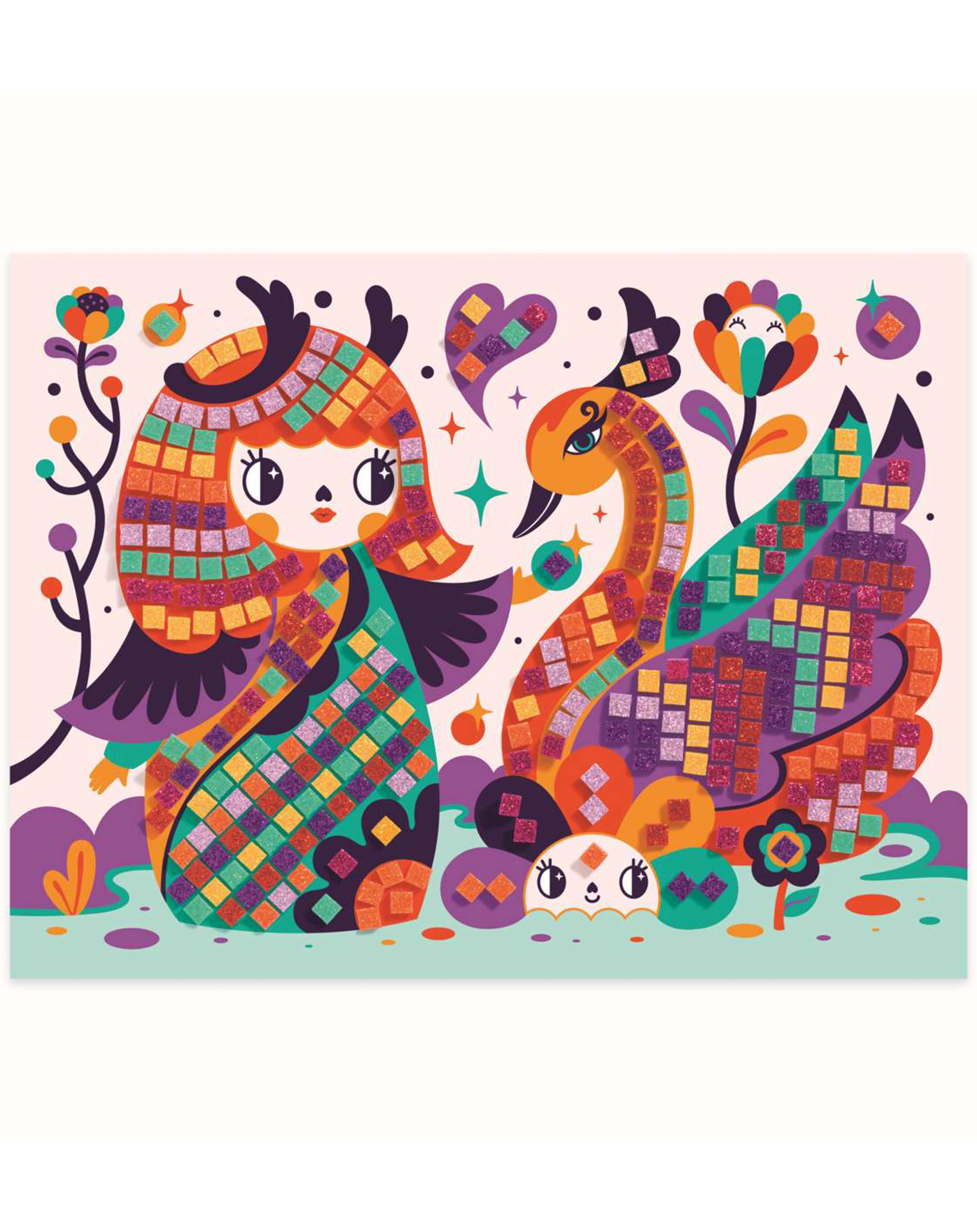 Mosaik-Bastelset GLITZER KOKESHI 9-teilig in bunt