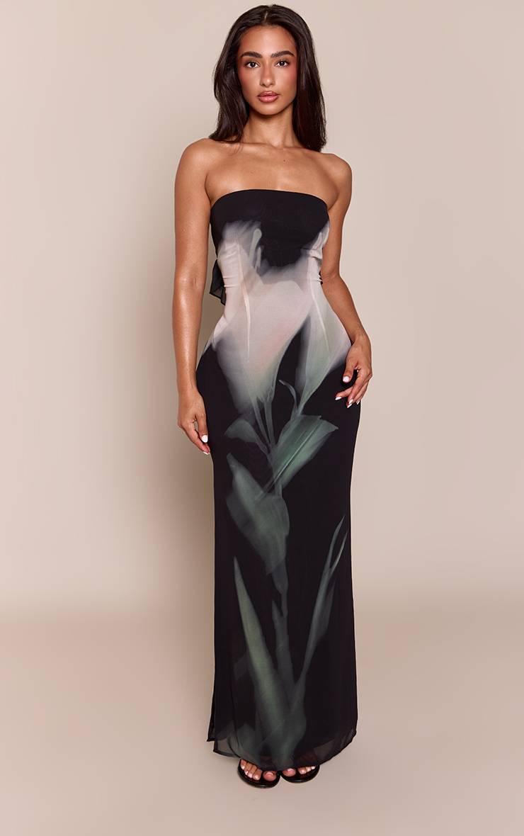 Multicolore Robe Maxi Bandeau Imprimée Noire Et Crème Petite