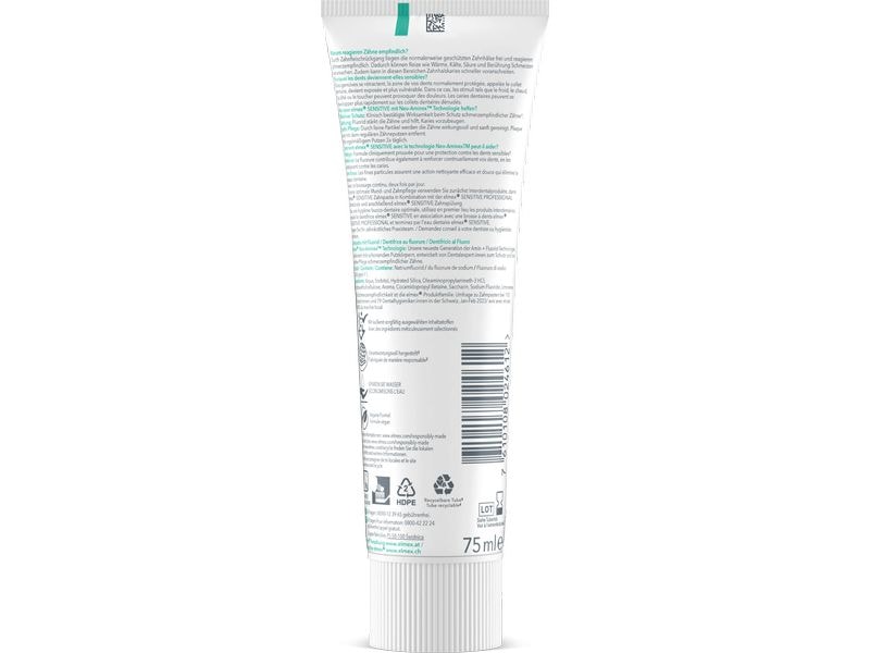 elmex Zahnpasta Sensitive 75 ml Zahncrème für die sanfte Pflege für schmerzempfindliche Zähne