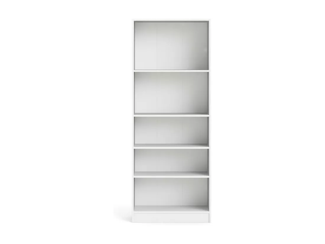 Bibliothèque Driber, Etagère de bureau, Porte-livre mobile, Librairie, 79x27 h203 cm, Blanc