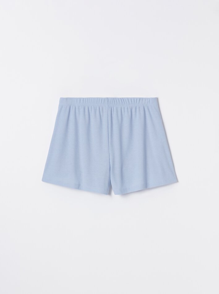 Shorts de pijama canelados - Azul