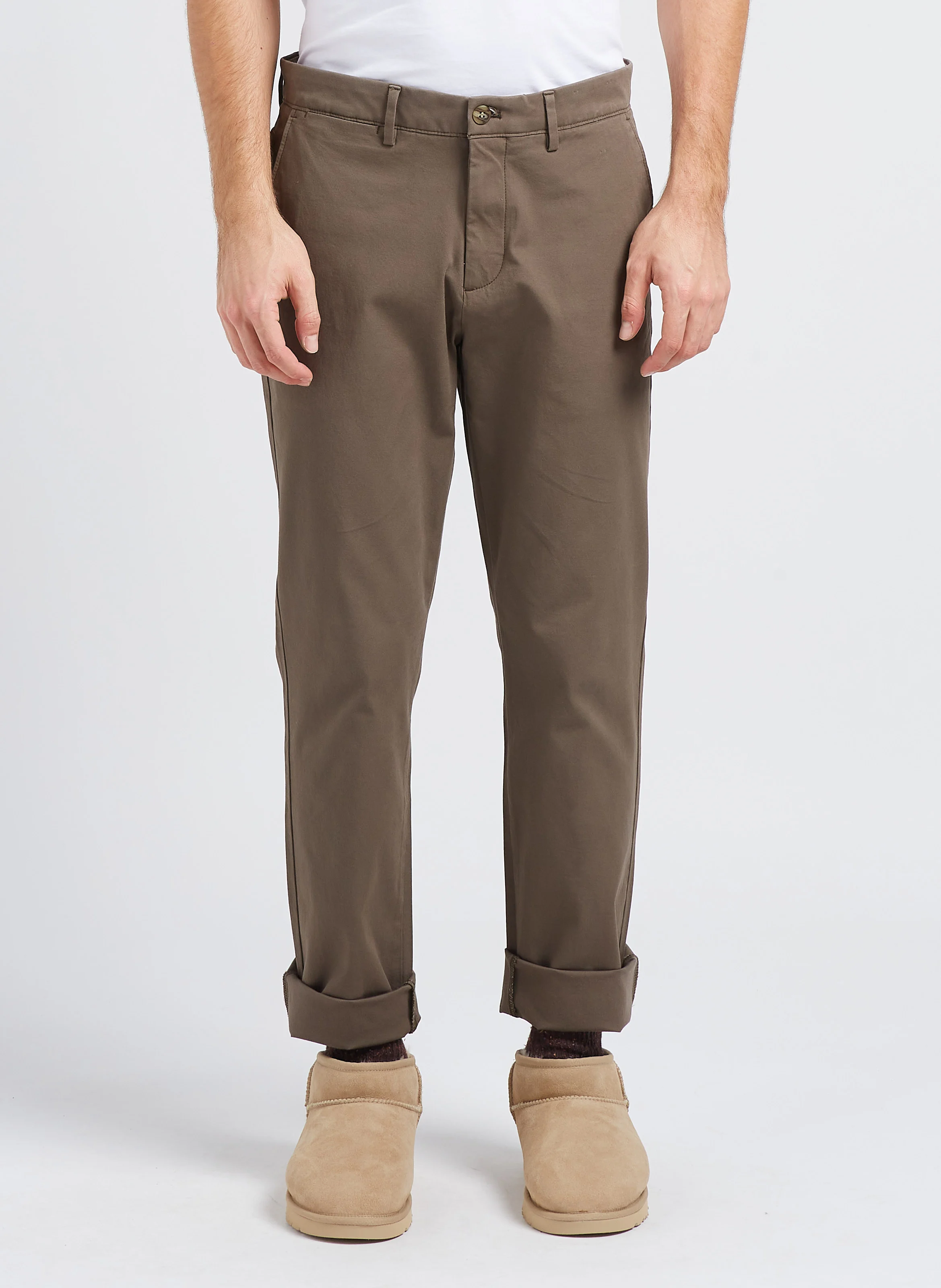 Pantalon chino en coton stretch | Kaki