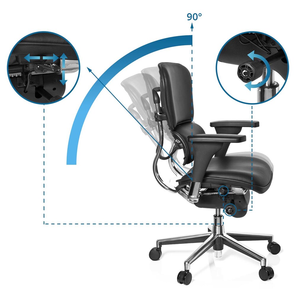 Luxus Chefsessel ERGOHUMAN BASE Leder mit Armlehnen (höhenverstellbar) hjh OFFICE