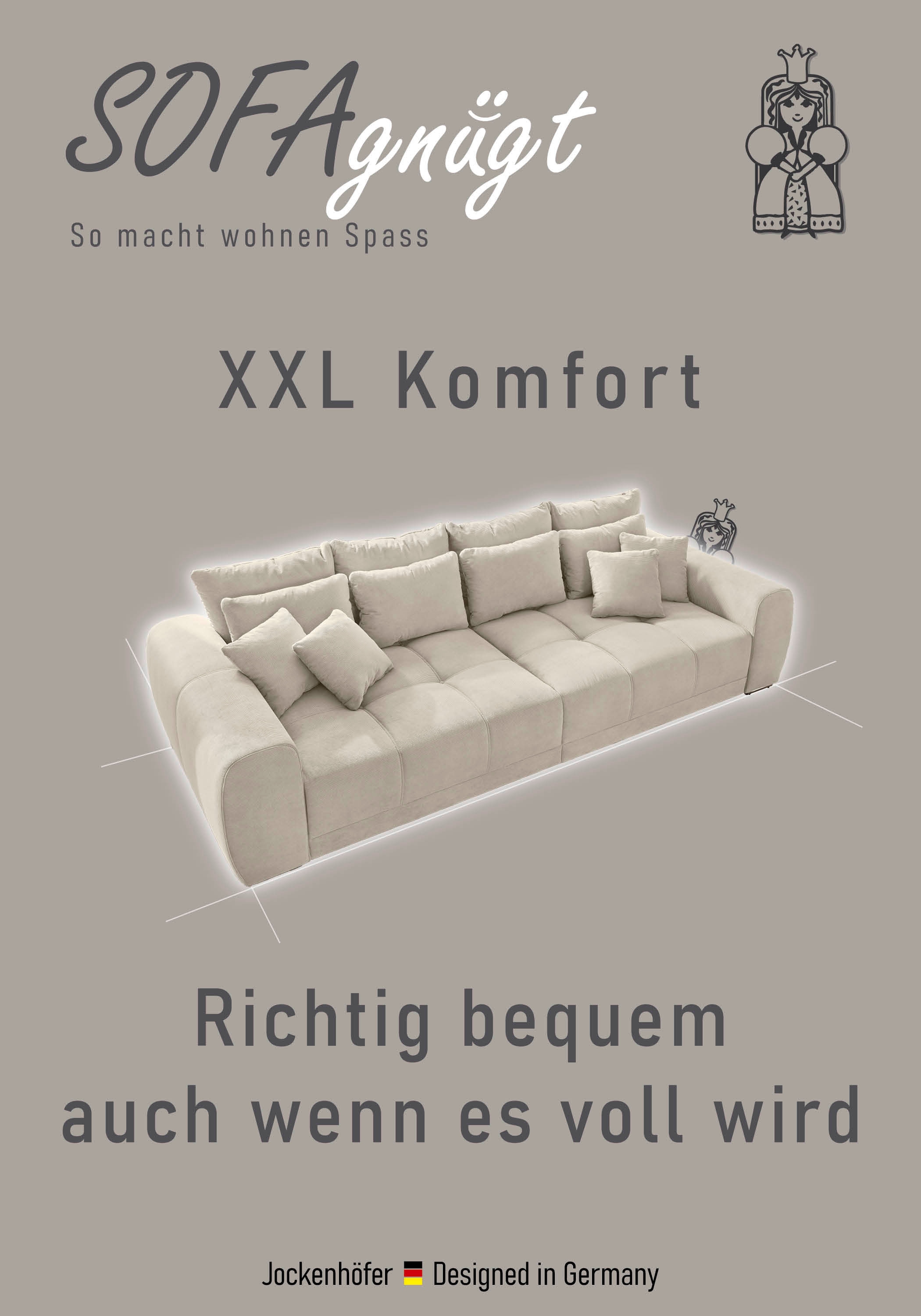 Jockenhöfer Gruppe Big-Sofa »Moldau XXL, B: 306 cm« Mega-Sofa, mit Federkern & 4 Zierkissen