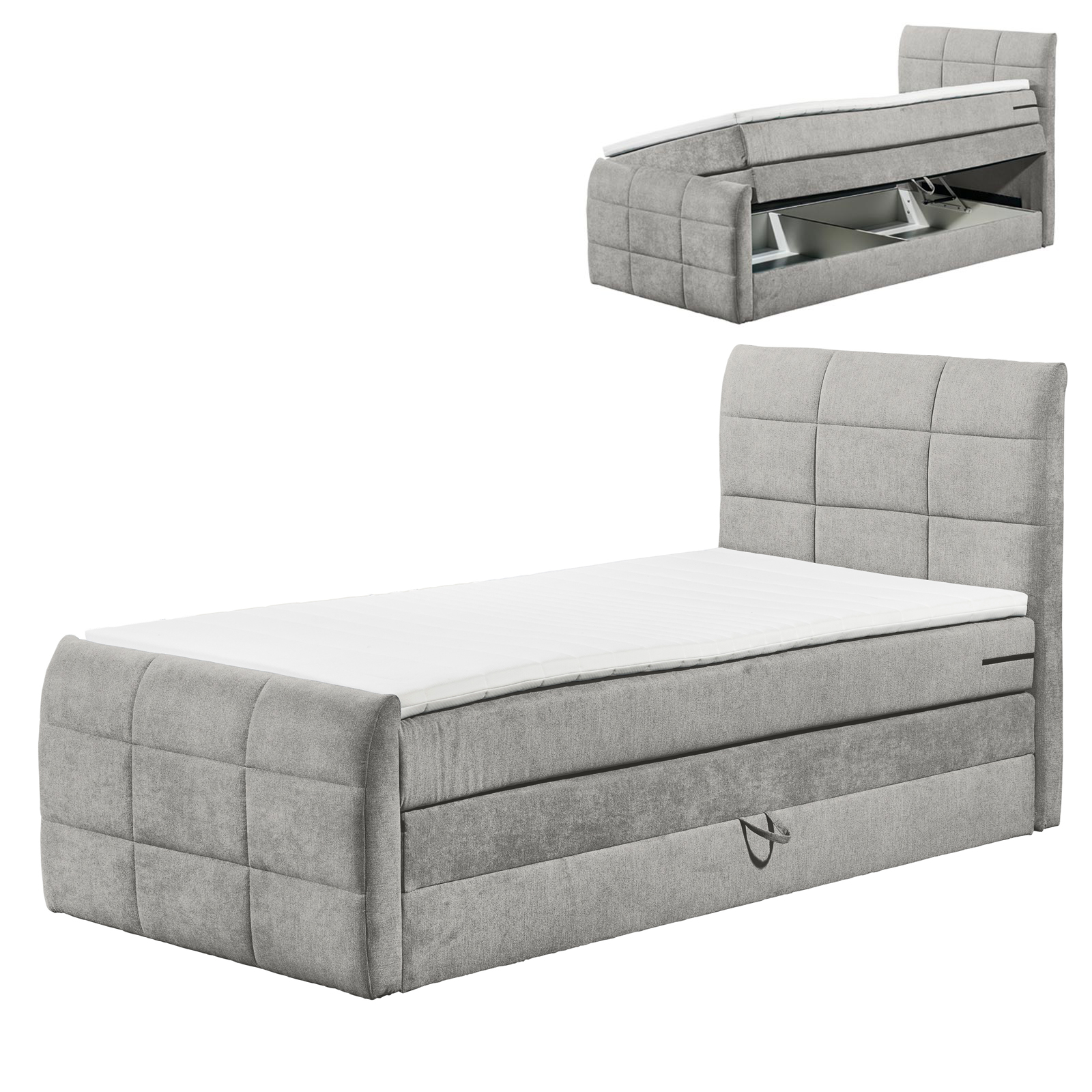 Boxspringbett - schlamm - H2 - 100x200 cm