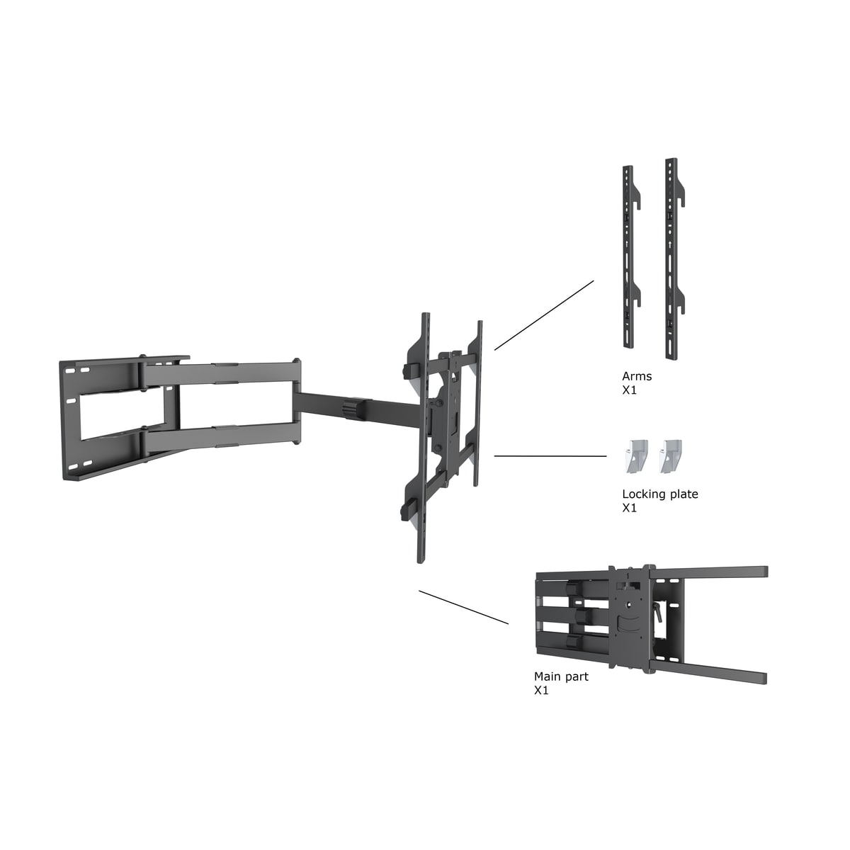 Multibrackets 6539 veggfeste for TV 190,5 cm (75