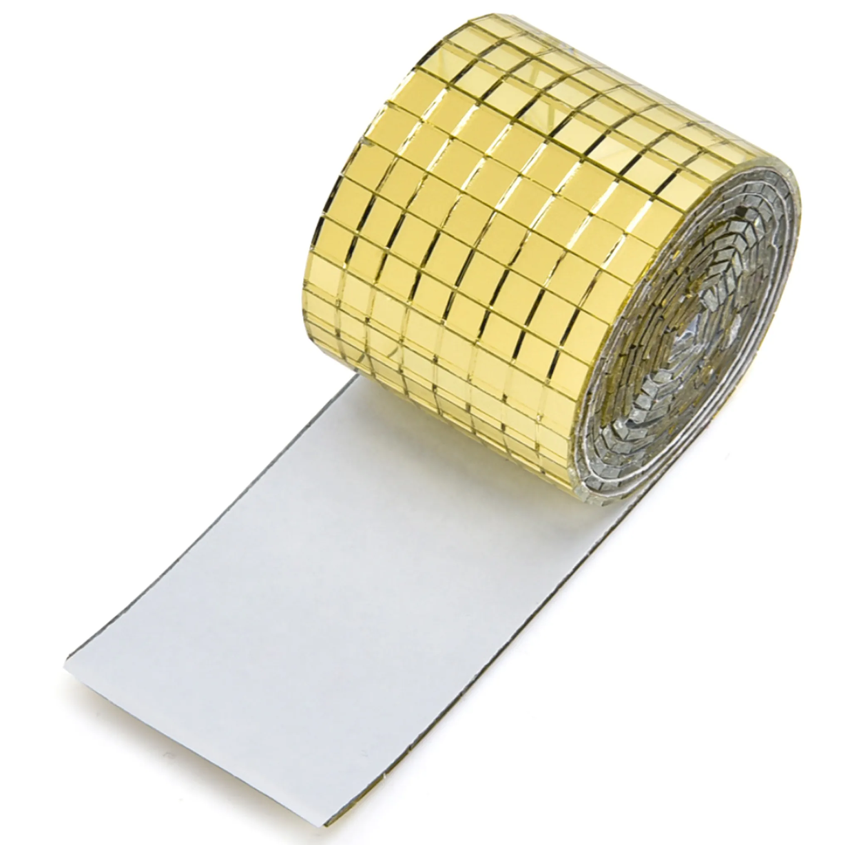 (1m/4cm) Deko Mosaik Spiegel Aufkleber DIY Party Sticker Disco Spiegelmatte - Gold