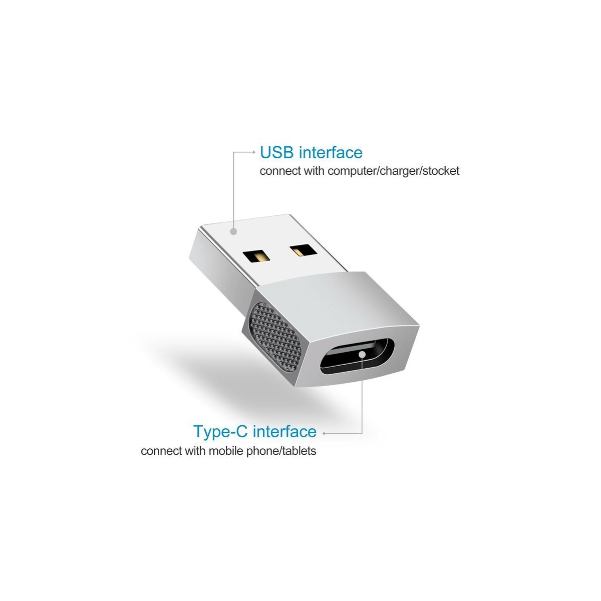 Adapter, USB-C til USB 2.0 Sort