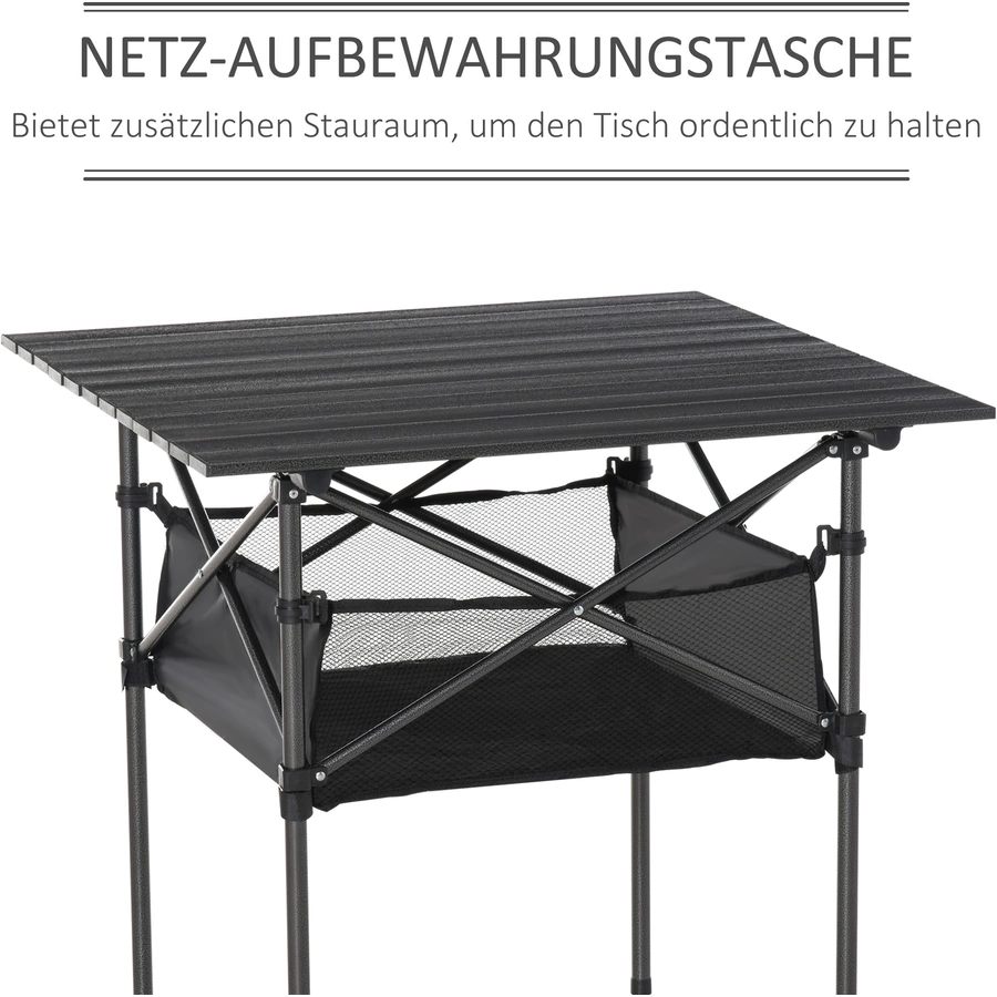 Outsunny Campingtisch mit Aufbewahrungstasche und Netztasche grau
