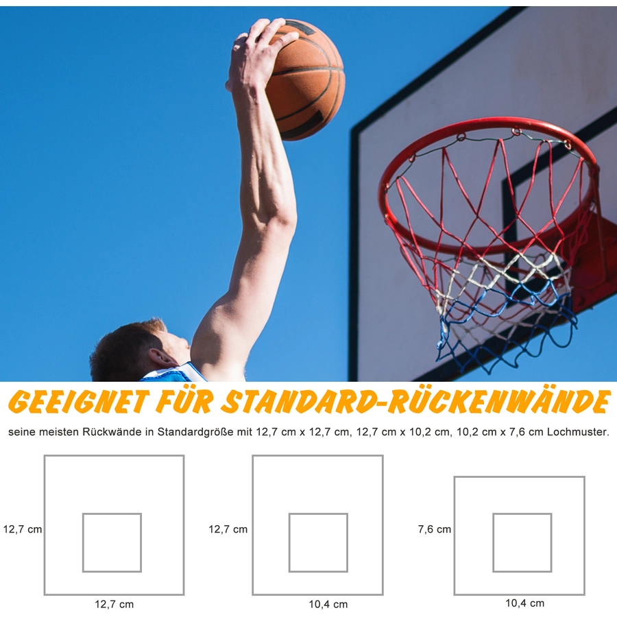 HOMCOM Basketballkorb mit Netz rot, blau, weiß