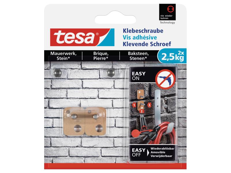 tesa Klebeschraube 2.5 kg für Mauern   Stein, rechteckig 2 Stück