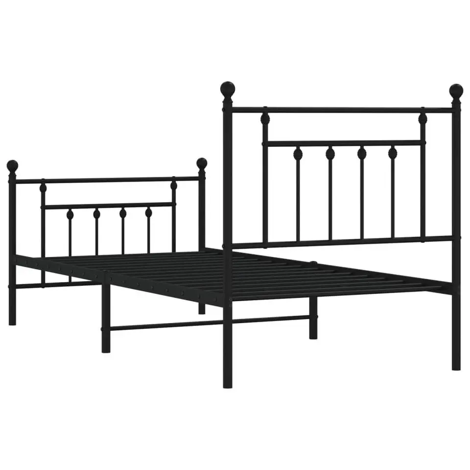 vidaXL - Bed frame met hoofd- en voeteneinde - Zwart - Metaal - 90x190 cm