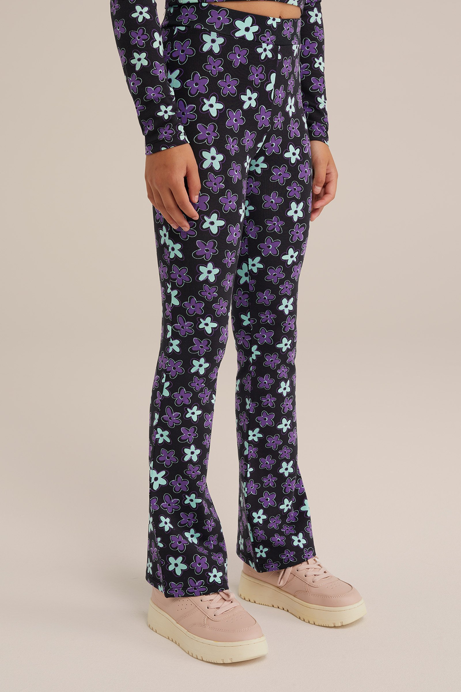 Meisjes flared legging met dessin WE Fashion Lichtpaars