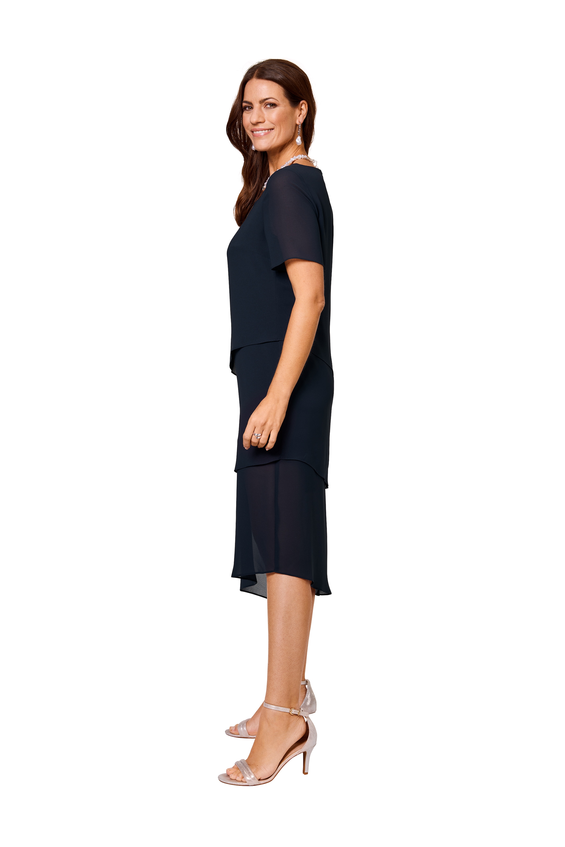 HERMANN LANGE Collection Chiffonkleid mit asymetrischem Saum und im Lagenlook