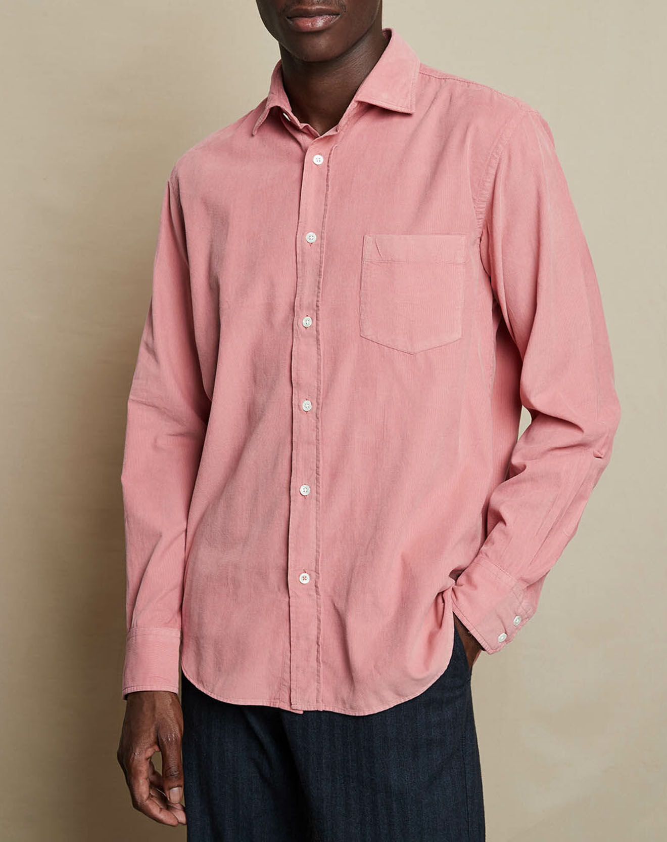 Hartford Chemise regular en velours côtelé Paul Pat pivoine