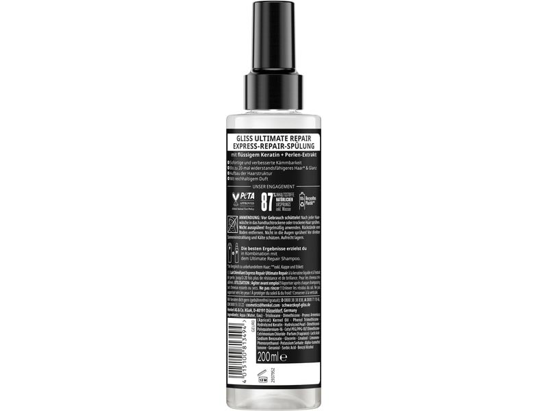 Schwarzkopf GLISS Pflegespray Ultimate Repair 200 ml Express-Repair-Spülung sorgt für leichte Kämmbarkeit