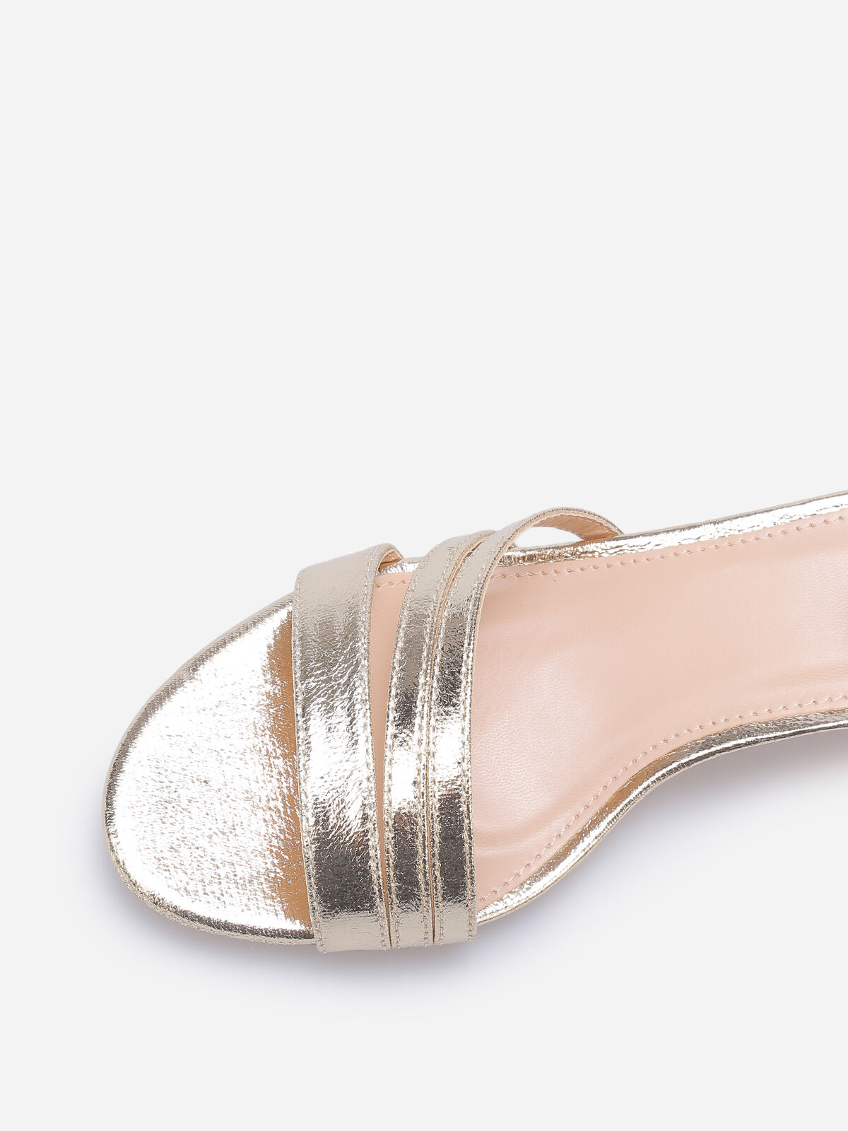 Sandales irisées à fines brides et talon carré- Doré