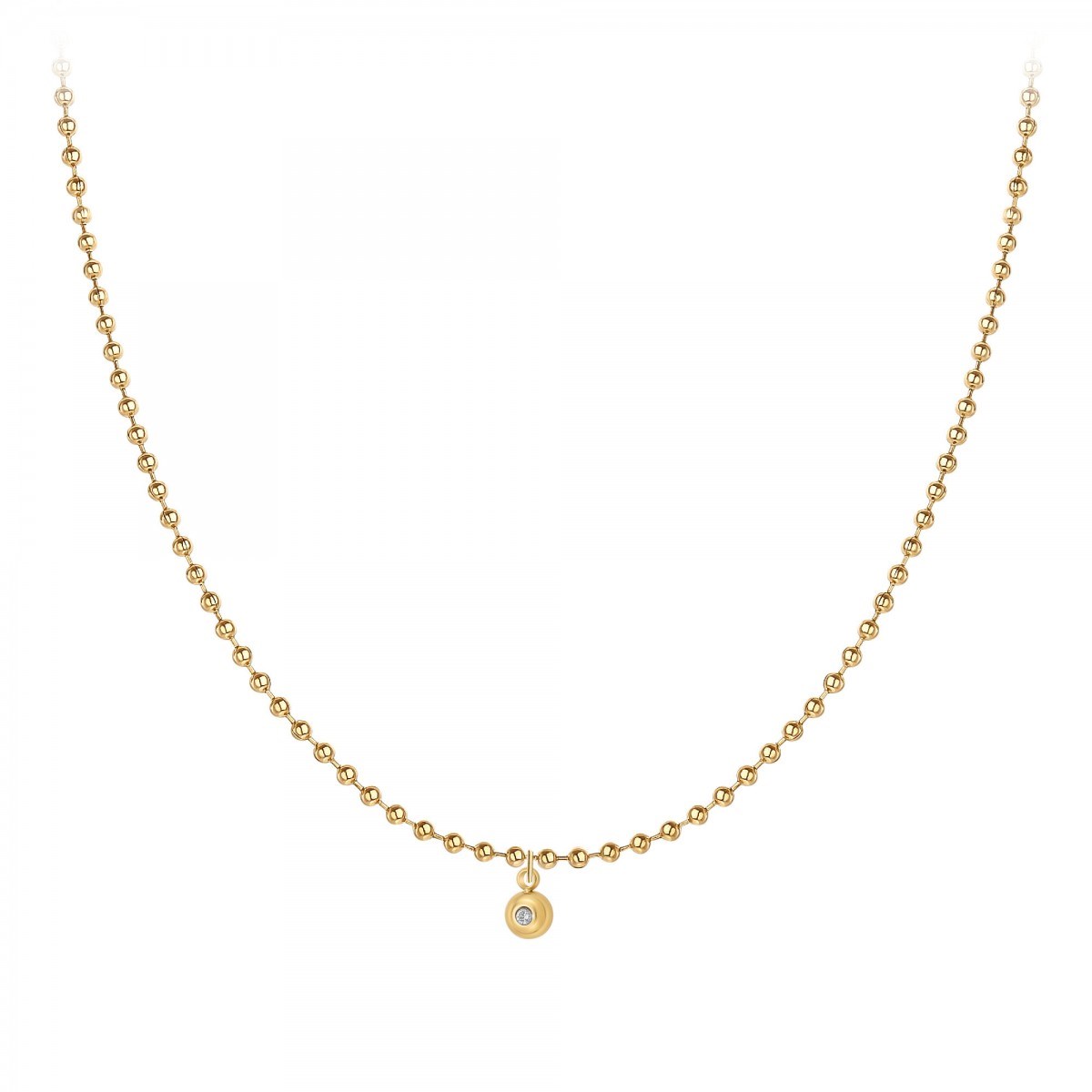 Chaine maille boule par SC Bohème ornée d'un véritable diamant blanc