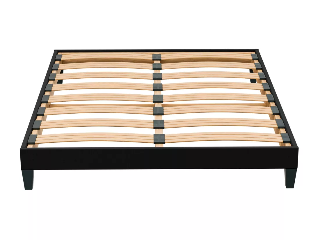 Sommier à Latte 90x200 cm - Bois Épicéa Structure Solides Robuste Haute Qualité - Noir - Silencieux, Confortable et Résistant - Douce Lune