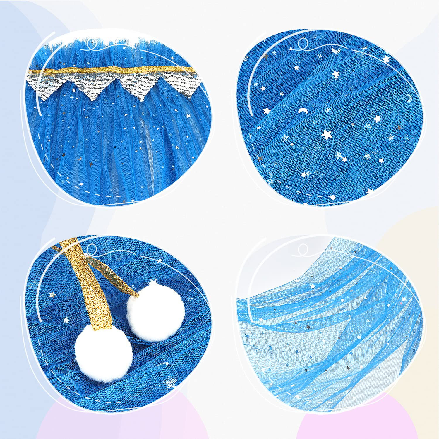 (8-tlg. Set) Fasnachts Kinder Kostüm Prinzessinnen Verkleidung für Motto Partys mit Umhang / Krone / Zauberstab / Handschuhe - Blau