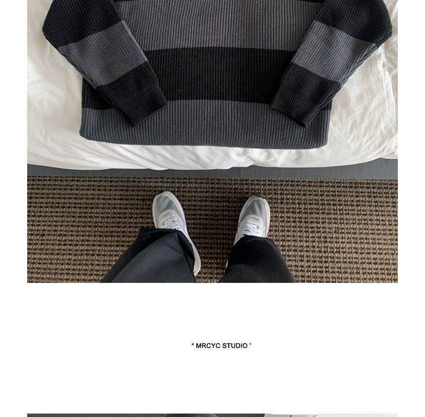 MRCYC - Gestreepte oversized polotop met lange mouwen