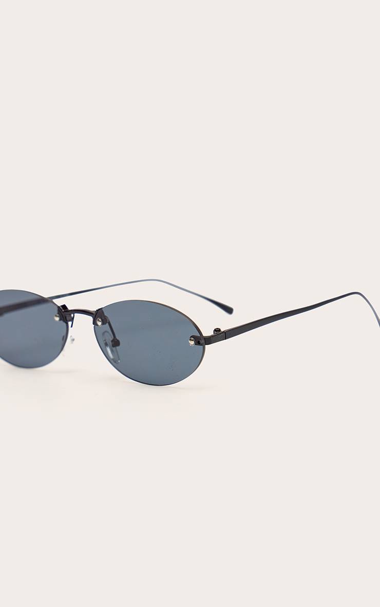 Noir Lunettes De Soleil Ovales Fines À Verres Apparents