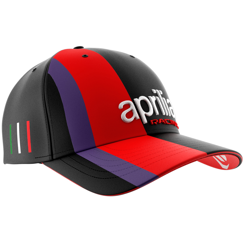 Ixon - Casquette Round Aprilia 23 Noir / Rouge fluo