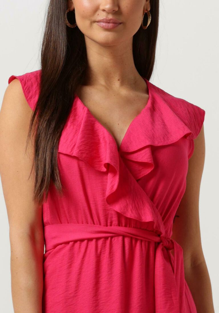 ACCESS roze access midi jurk sleeveless dress with ruffles