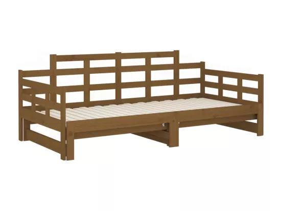Lit coulissant sans matelas marron miel 2x(90x190) cm