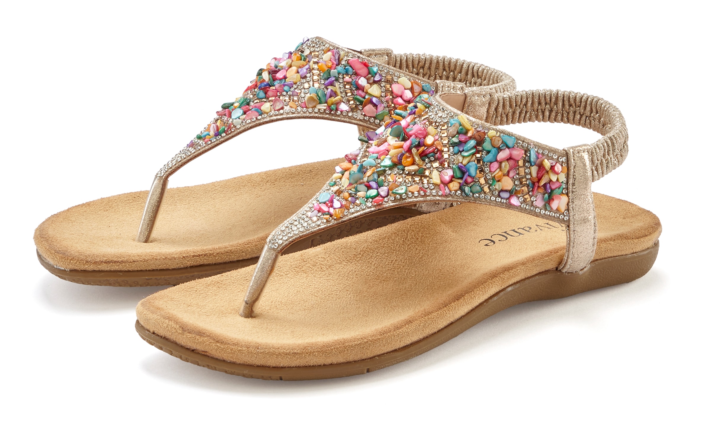 Vivance Sandale »Sommerschuh«  Zehentrenner Sandale mit Schmucksteinen VEGAN
